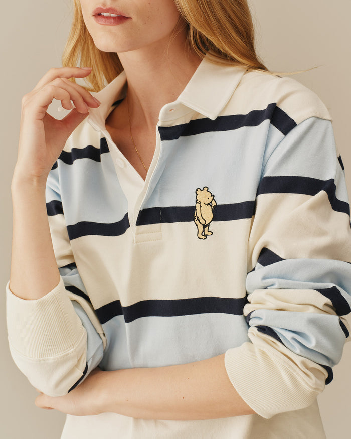 Cotton Striped Winnie-the-Pooh Rugby Blue