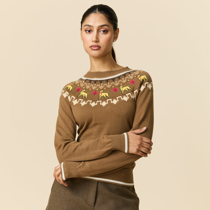Cotton Thanksgiving Fairisle Sweater Brown