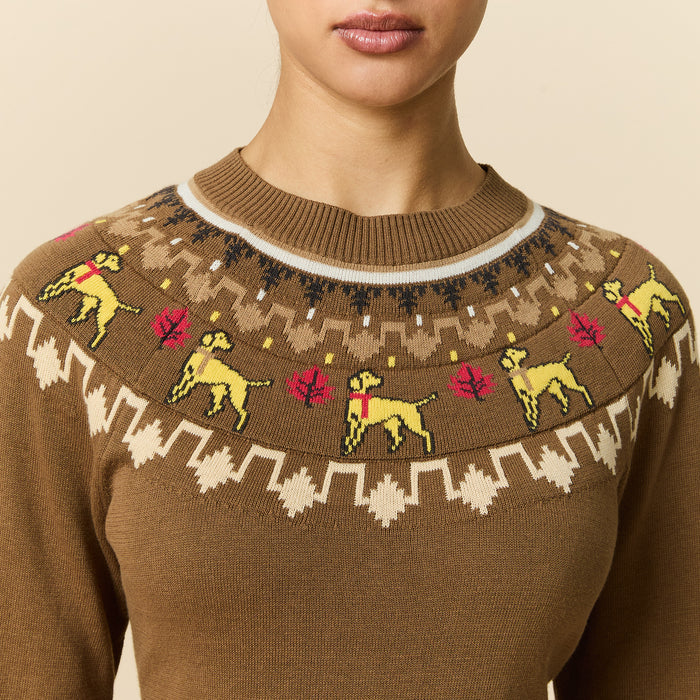 Cotton Thanksgiving Fairisle Sweater Brown