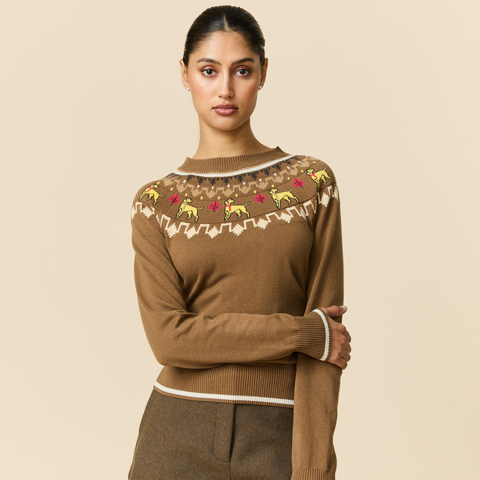 Cotton Thanksgiving Fairisle Sweater Brown