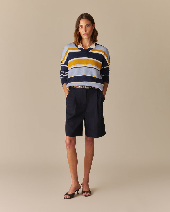 Court Pinstripe Bermuda Short Navy Navy / 14