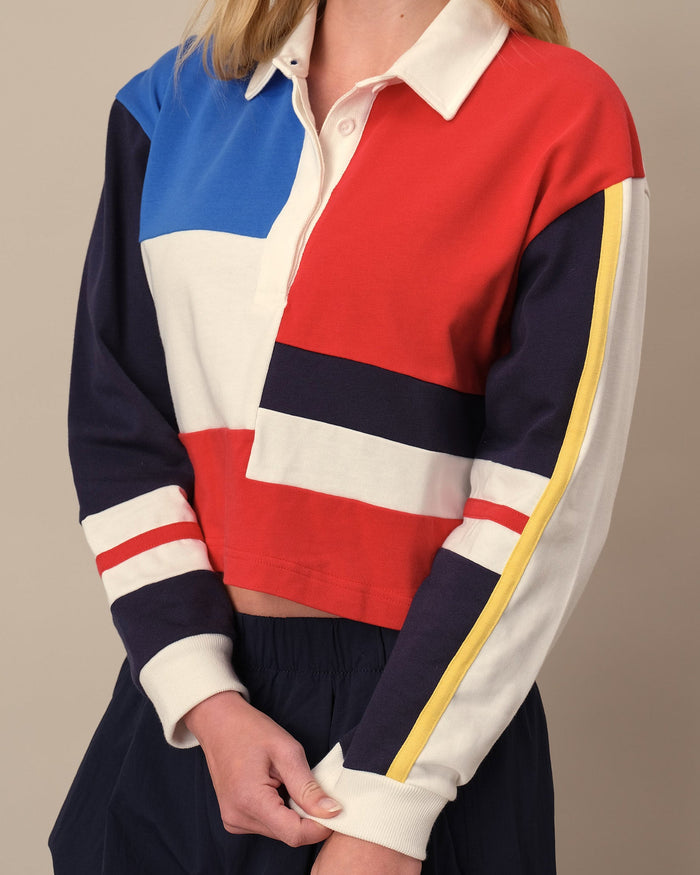 Cropped Color Block Rugby Primary Colorblock