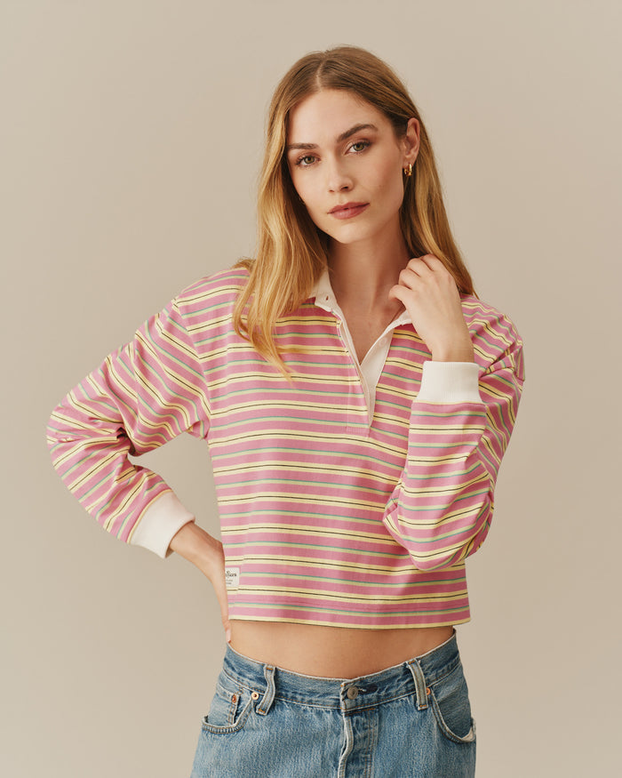Cropped Striped Rugby Pink Stripe