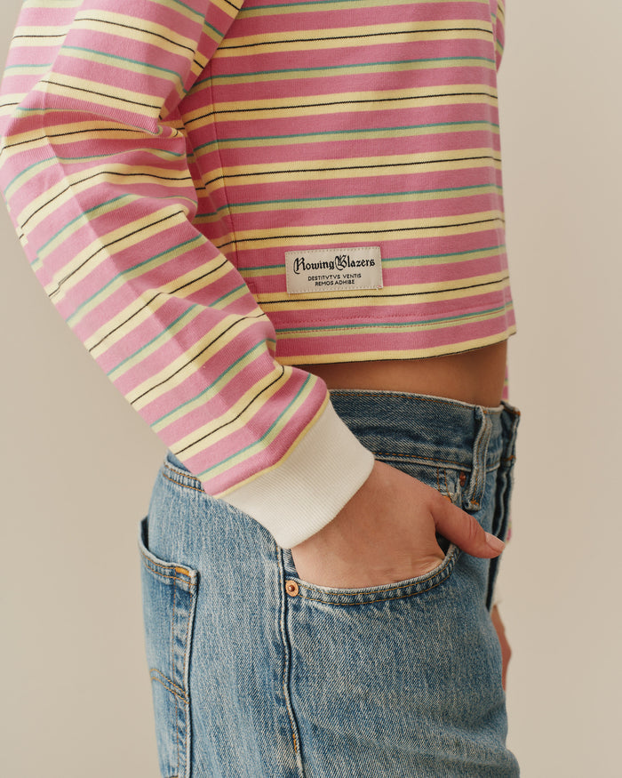 Cropped Striped Rugby Pink Stripe