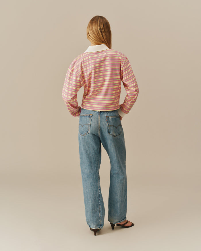 Cropped Striped Rugby Pink Stripe
