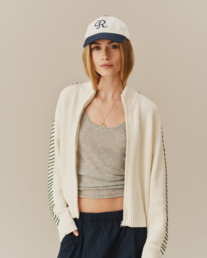 Cropped Zip Through Sweater White