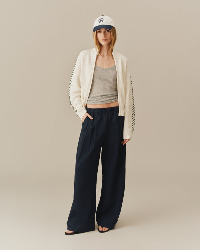 Cropped Zip Through Sweater White