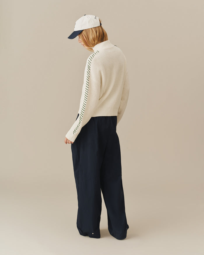 Cropped Zip Through Sweater White