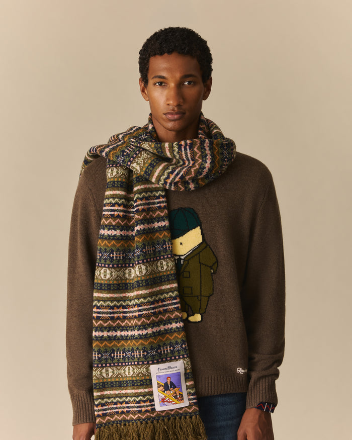 Donegal Fair Isle Scarf Green