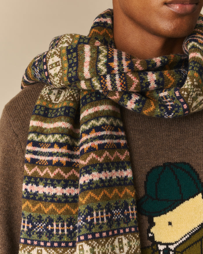 Donegal Fair Isle Scarf Green