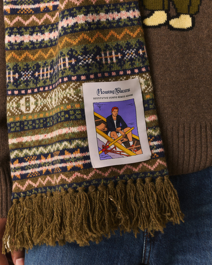 Donegal Fair Isle Scarf Green