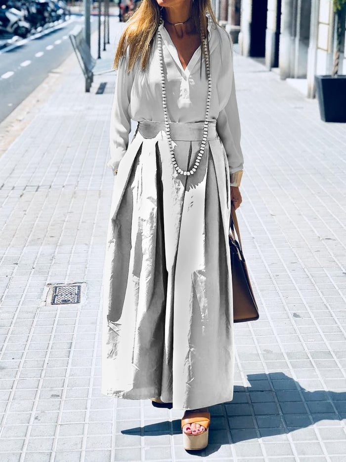 Elegant Fashion Loose Shirt Skirt Suit