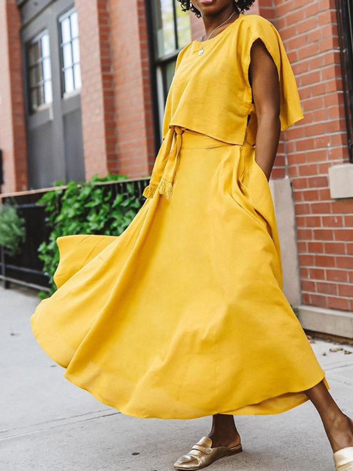 Elegant Short Top Long Dress Women's Suit