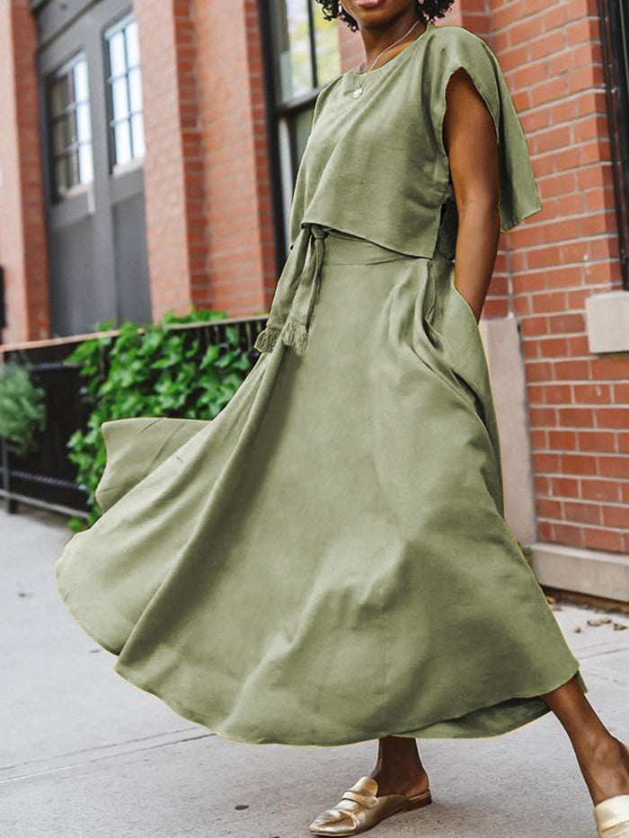 Elegant Short Top Long Dress Women's Suit