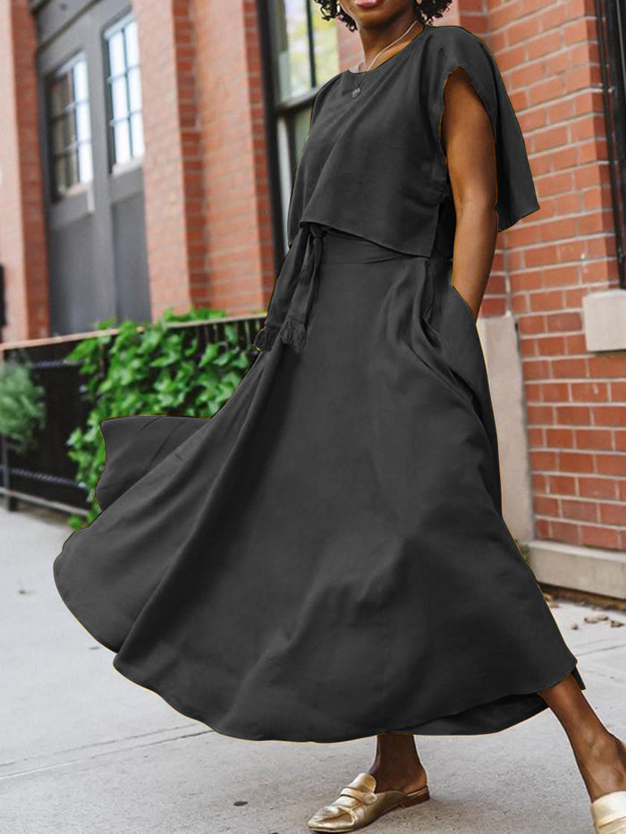 Elegant Short Top Long Dress Women's Suit