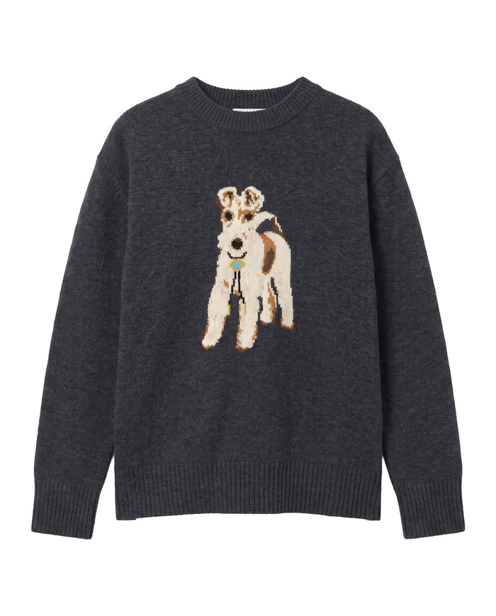 Emily Cashmere Terrier Sweater Heather Gray Heather Gray / XL