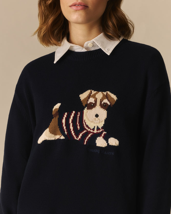 Emily Cotton Terrier Sweater Navy Navy / XL