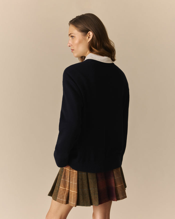 Emily Cotton Terrier Sweater Navy Navy / XL