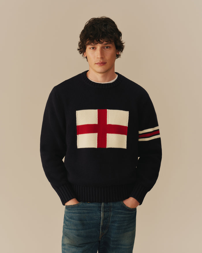 England Flag Crewneck Sweater Navy