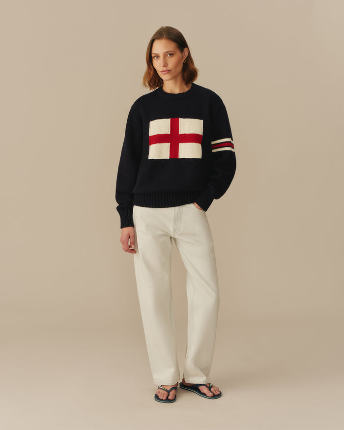 England Flag Crewneck Sweater Navy