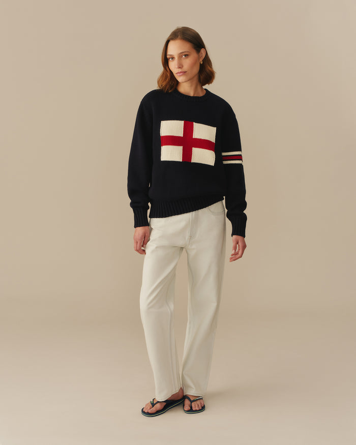 England Flag Crewneck Sweater Navy