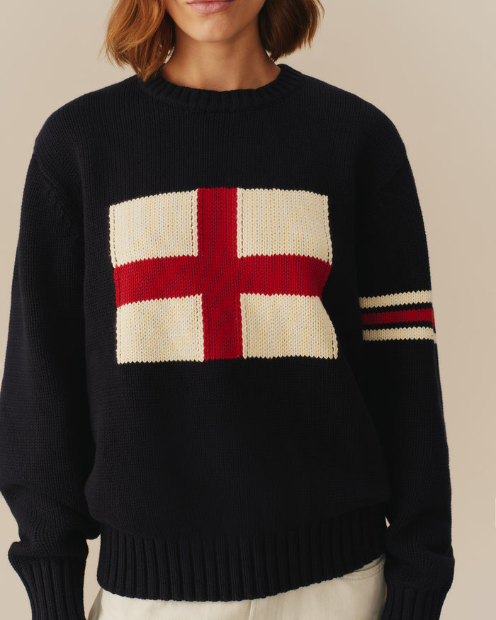 England Flag Crewneck Sweater Navy