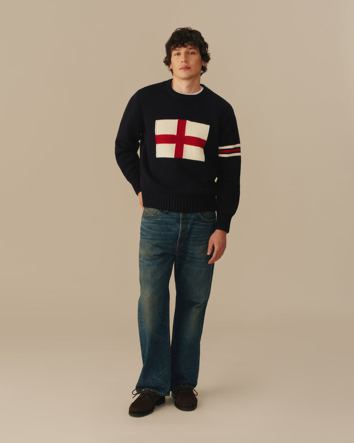 England Flag Crewneck Sweater Navy