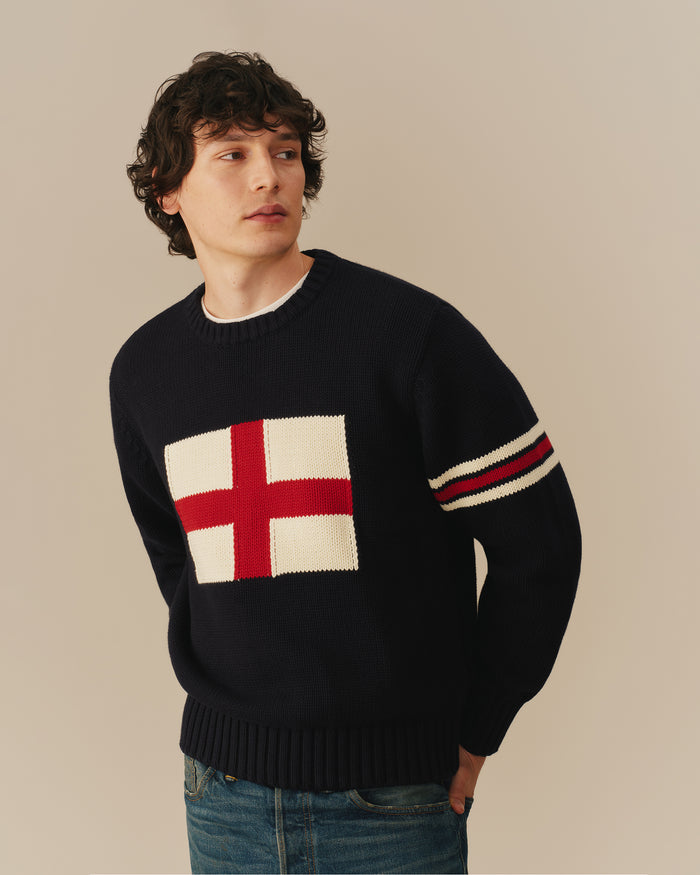 England Flag Crewneck Sweater Navy