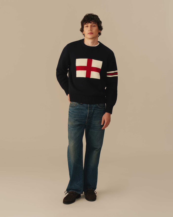 England Flag Crewneck Sweater Navy