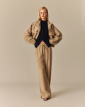 Esme Cashmere Mock Neck Cardigan Heather Navy