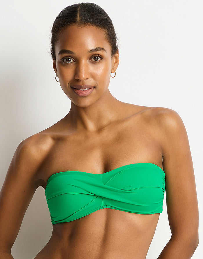 Sea Level Essentials Edit Twist Bandeau Bikini Top - Kelly Green - Simply Beach UK
