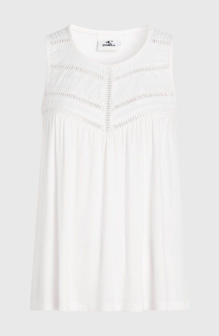 Essentials Tokeena Embroidery Tank | Snow White