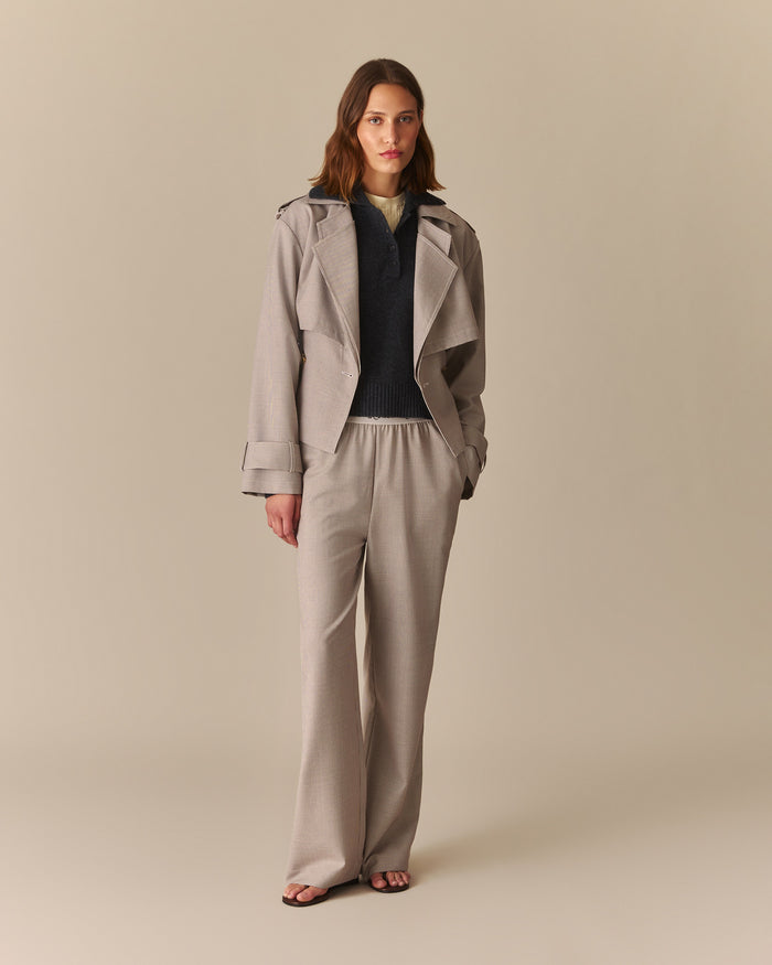 Estelle Cashmere Wide Collar Polo Sweater Heather Gray Heather Gray / XL
