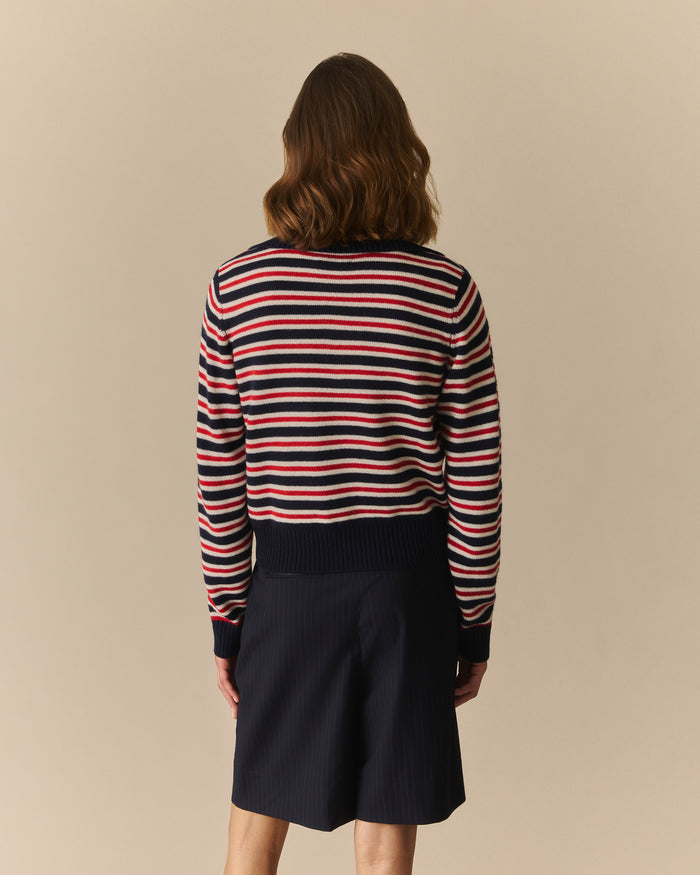 Estelle Cashmere Wide Collar Polo Sweater Multi-Color Multi-Color / XL