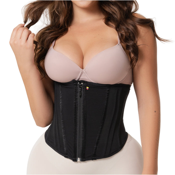 Fajas Salome Hourglass Waist Cincher 15-Bone High Compression Faja Abdominal Smoothing Zipper Corset