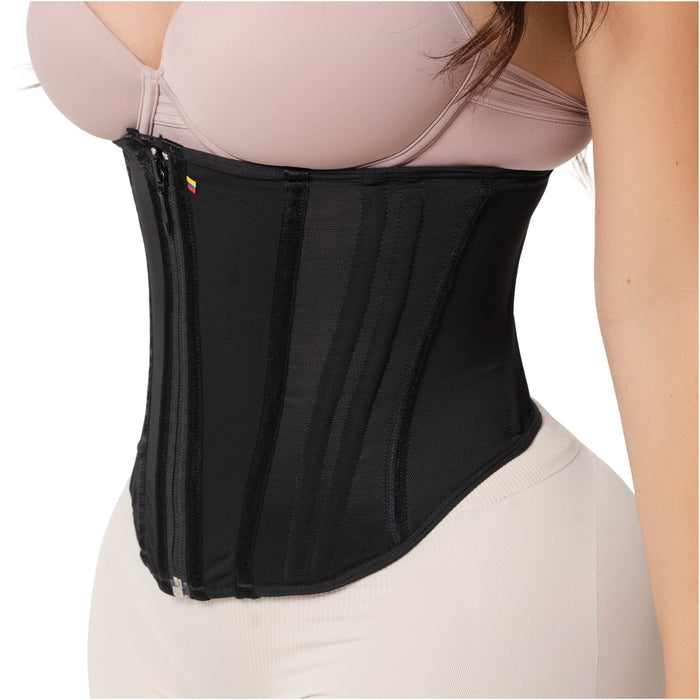 Fajas Salome Hourglass Waist Cincher 15-Bone High Compression Faja Abdominal Smoothing Zipper Corset