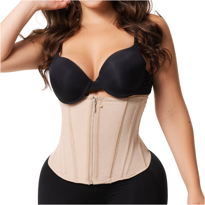 Fajas Salome Hourglass Waist Cincher 15-Bone High Compression Faja Abdominal Smoothing Zipper Corset