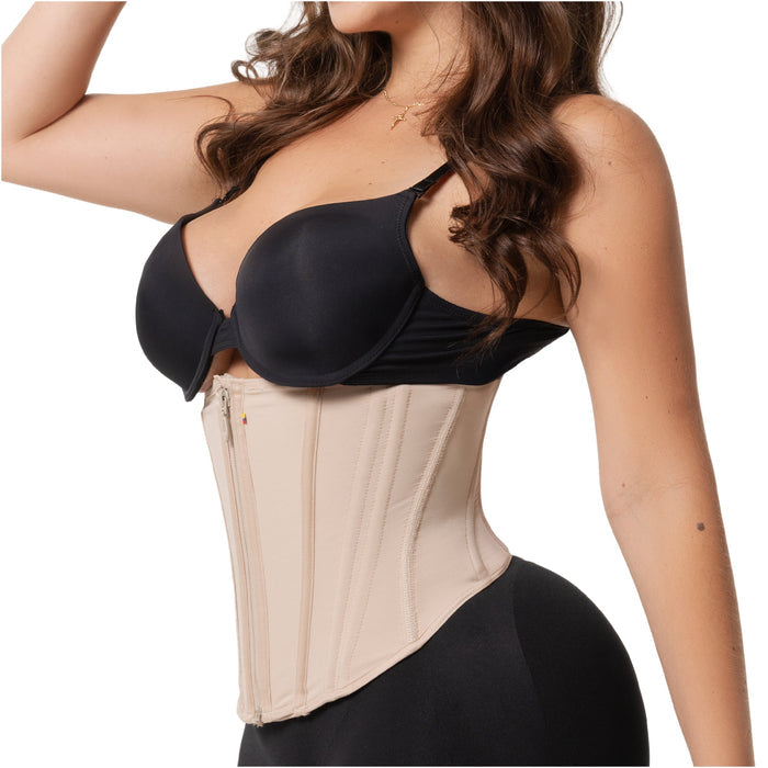 Fajas Salome Hourglass Waist Cincher 15-Bone High Compression Faja Abdominal Smoothing Zipper Corset