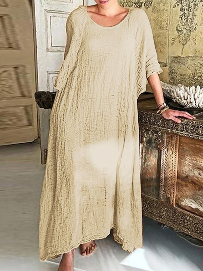 Fashion Casual Long Sleeve Round Neck Dress