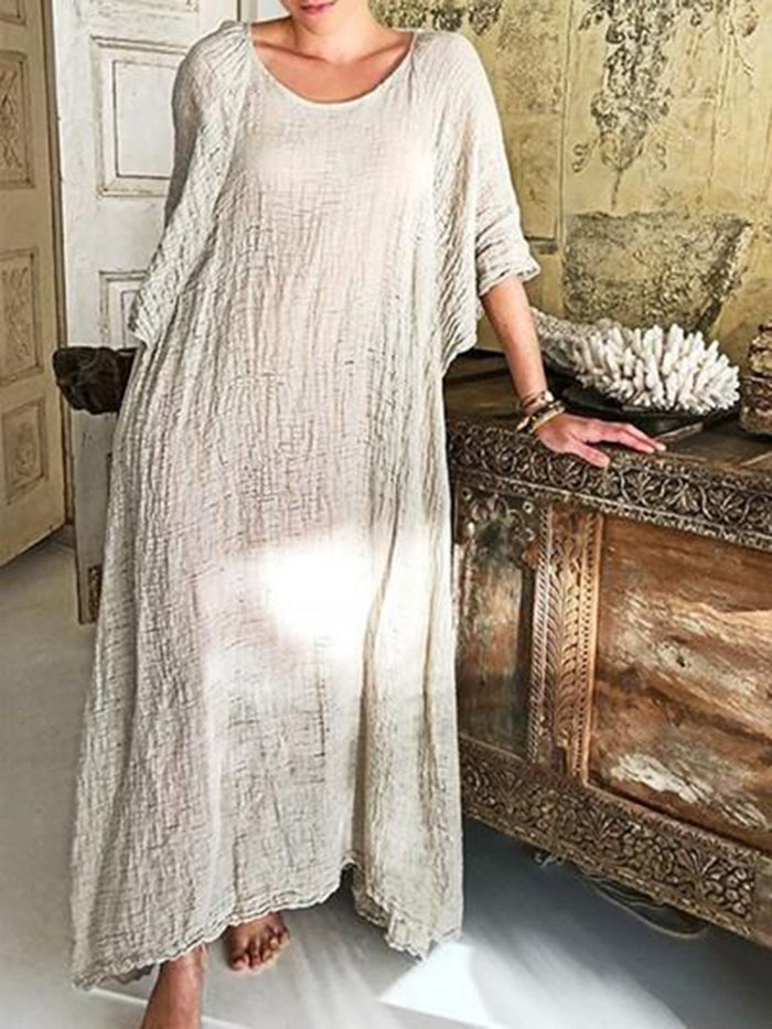 Fashion Casual Long Sleeve Round Neck Dress