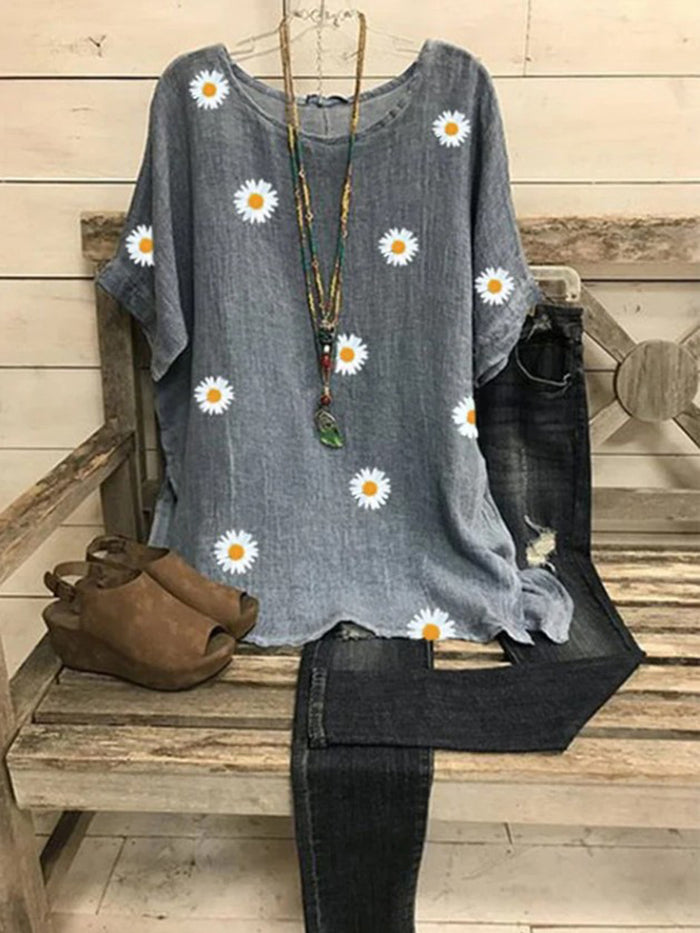 Fashion Casual Short Sleeve Floral Top