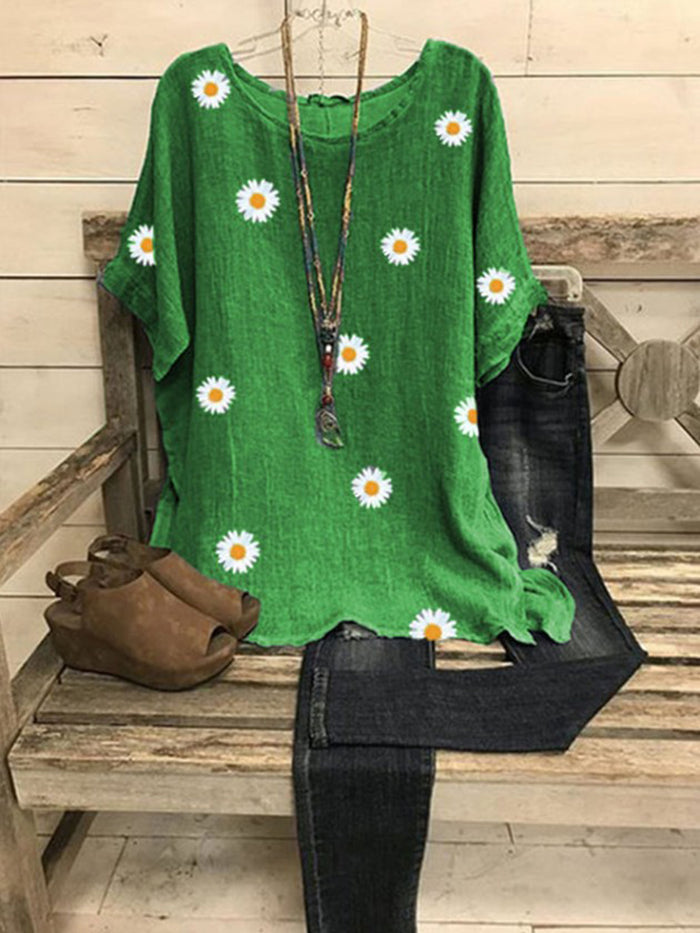 Fashion Casual Short Sleeve Floral Top