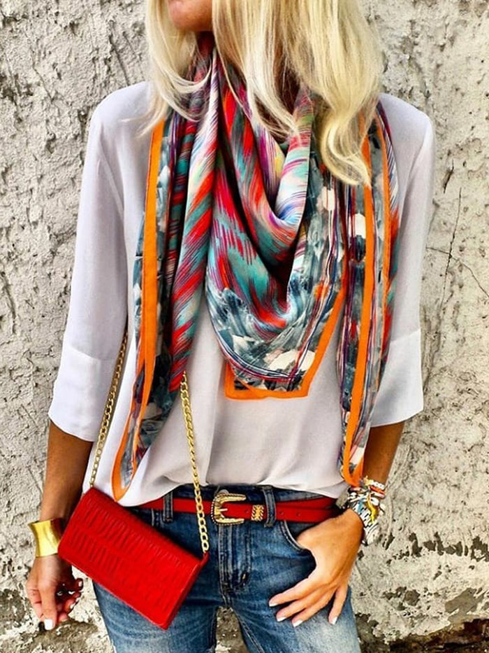 Fashion casual solid color long sleeve T-shirt