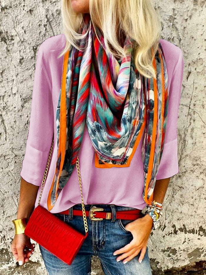 Fashion casual solid color long sleeve T-shirt