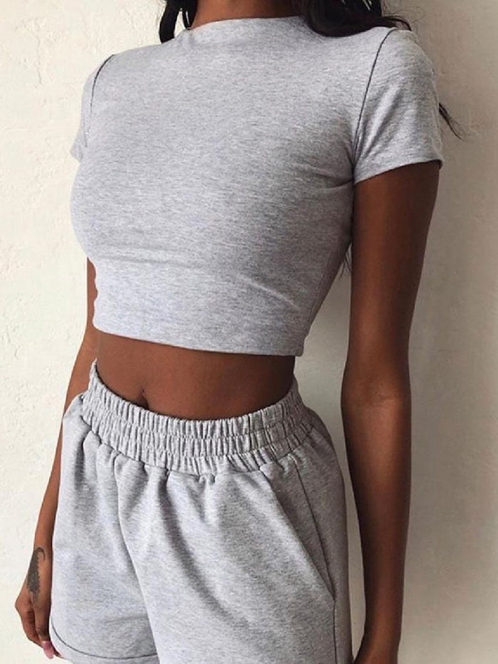 Fashion Casual Solid Color Sexy Two-piece Suit