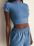 Fashion Casual Solid Color Sexy Two-piece Suit