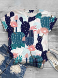 Fashion Creative Plant Printed Short Sleeve Casual T-shirt