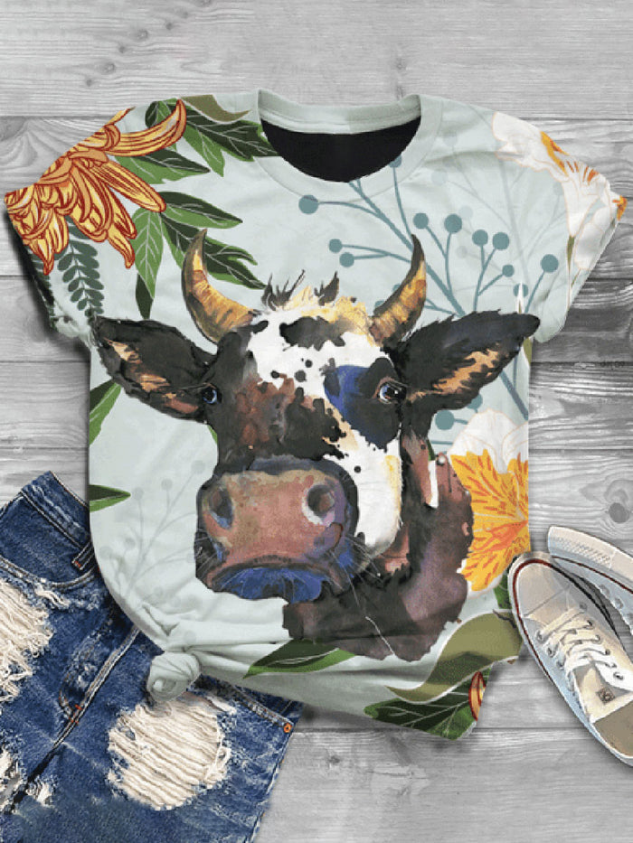 Fashion Creative Printed Short Sleeve Casual T-shirt