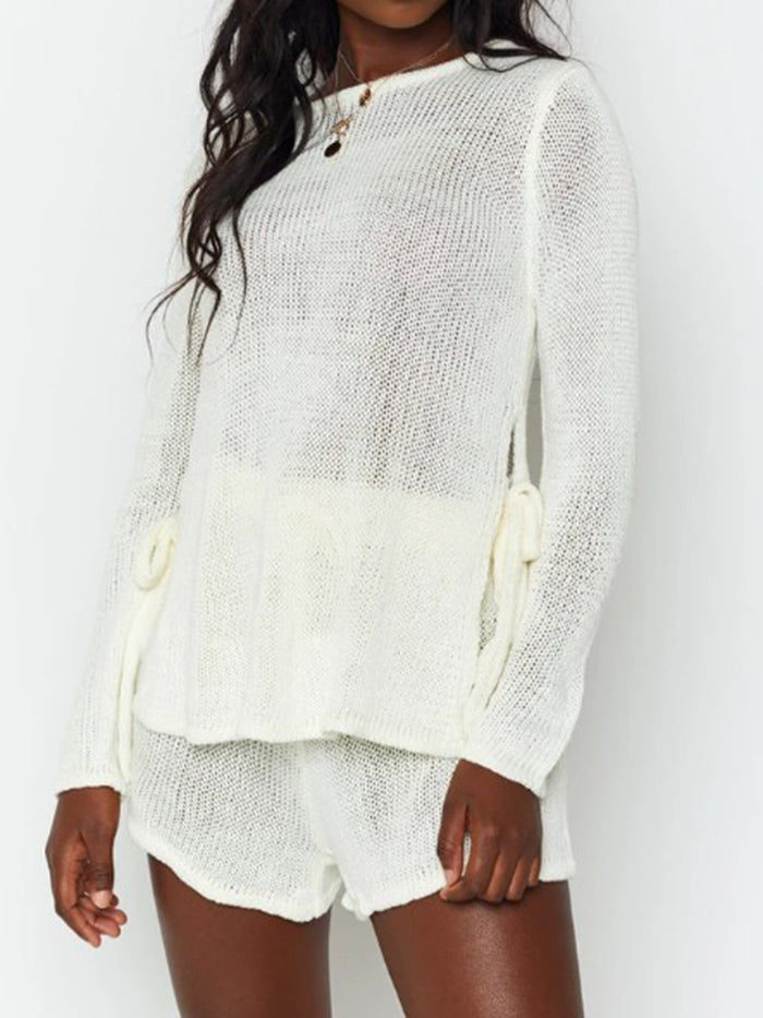 Fashion Lace Round Neck Casual Two-piece Suit