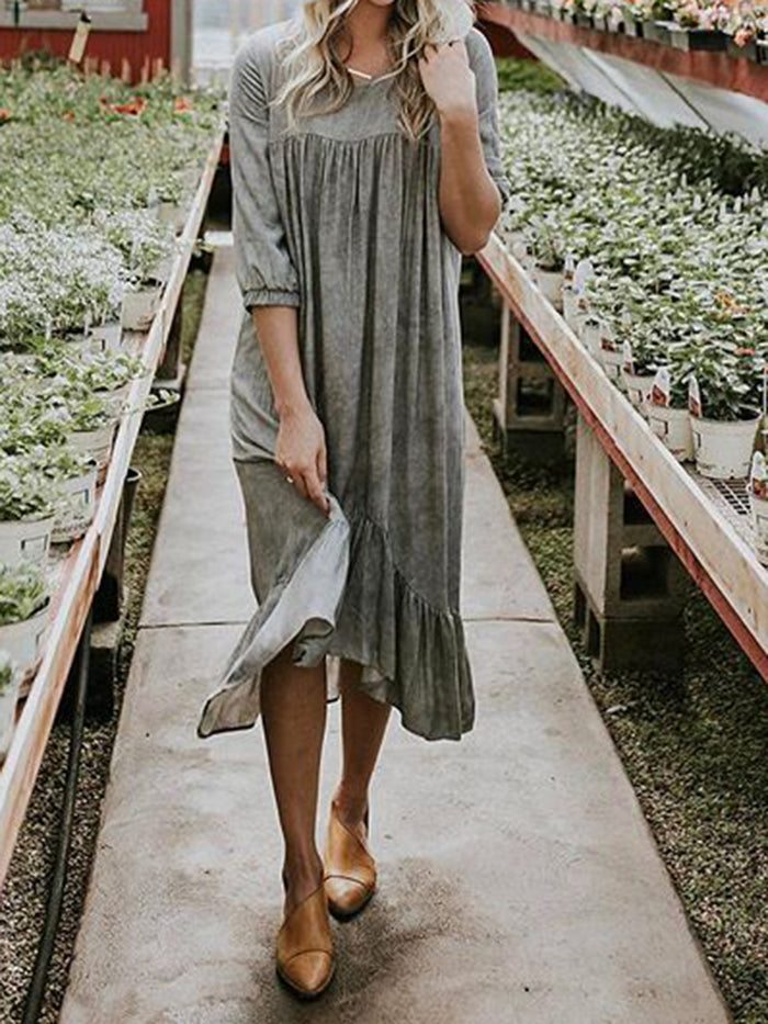 Fashion Personality Solid Color Dress